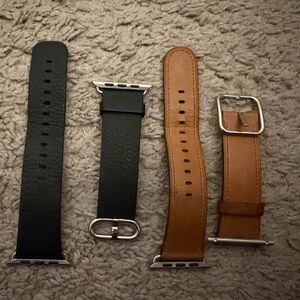 Black and Brown Leather Apple Watch Bands 42mm
